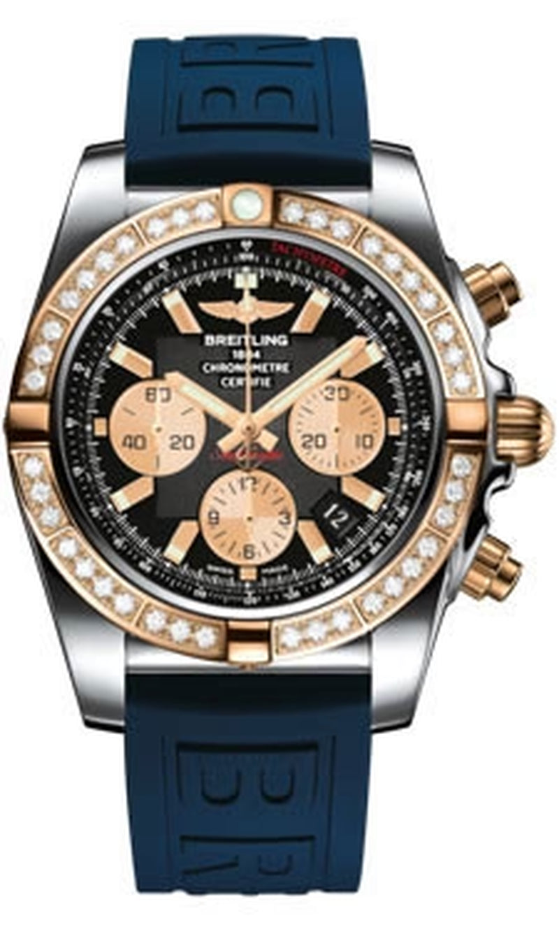'- Chronomat 44 Steel and Rose Gold 40 Diamond Bezel - Diver Pro III Strap