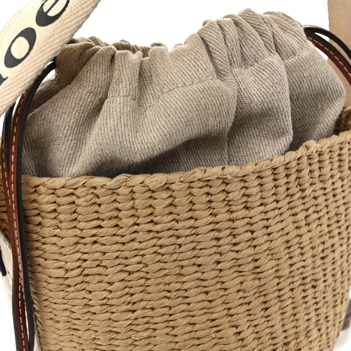 X MIFUKO Raffia Calfskin Small Woody Basket Shoulder Bag Black Beige