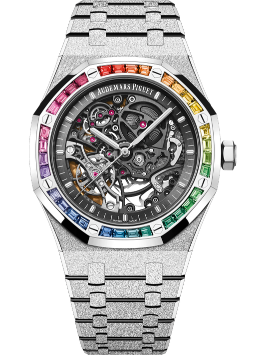 AUDEMARS PIGUET ROYAL OAK RAINBOW FROSTED WHITE GOLD DOUBLE BALANCE WHEEL OPENWORKED | 15412BC.YG.1224BC.03-B