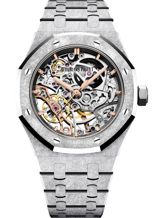 Audemars Piguet Royal Oak 15466BC.GG.1259BC.01 Double Balance Wheel, 18K Frosted White Gold, Openworked Dial 37mm