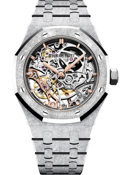 Audemars Piguet Royal Oak 15466BC.GG.1259BC.01 Double Balance Wheel, 18K Frosted White Gold, Openworked Dial 37mm