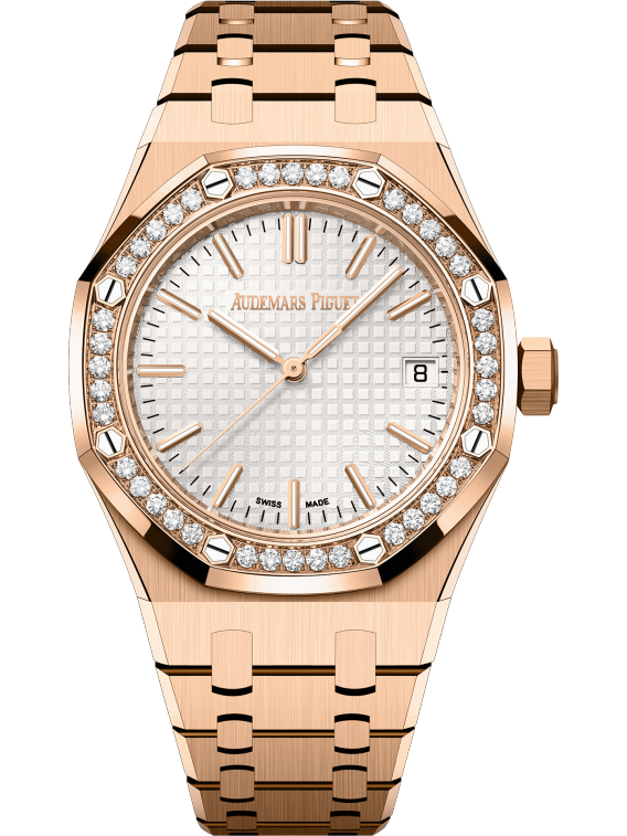 Audemars Piguet Royal Oak 37mm Rose Gold Diamond Bezel Silver Dial 15551OR.ZZ.1356OR.04
