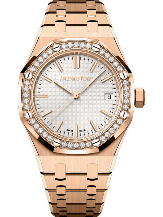 Audemars Piguet Royal Oak 37mm Rose Gold Diamond Bezel Silver Dial 15551OR.ZZ.1356OR.04