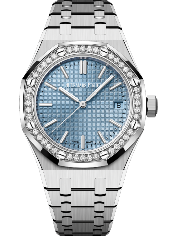Audemars Piguet Royal Oak 37mm Stainless Steel Light Blue Dial Diamond Bezel 15551ST.ZZ.1356ST.04