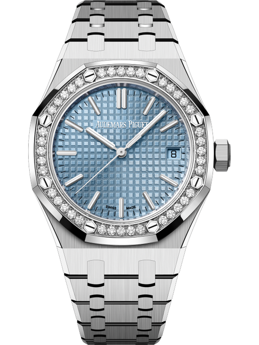 Audemars Piguet Royal Oak 37mm Stainless Steel Light Blue Dial Diamond Bezel 15551ST.ZZ.1356ST.04