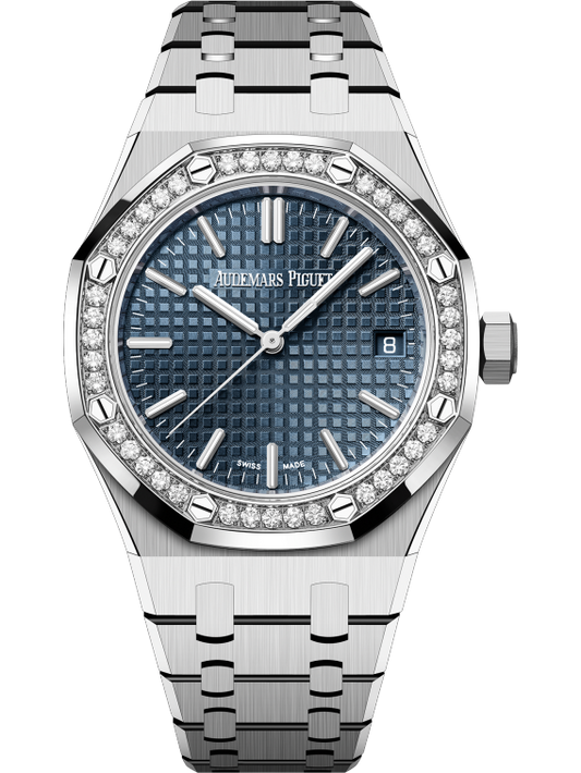 Audemars Piguet Royal Oak 37mm Stainless Steel Blue Dial Diamond Bezel 15551ST.ZZ.1356ST.05