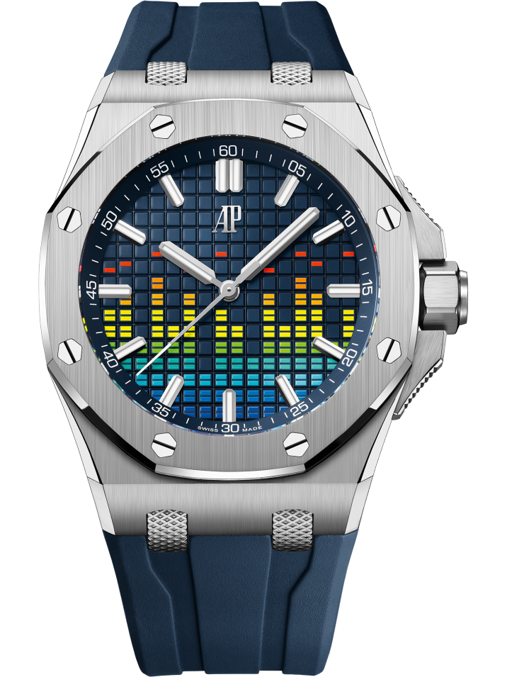 Audemars Piguet Royal Oak Offshore 15600TI.OO.A343CA.01, Music Edition, Titanium, Blue Index Dial, 43mm