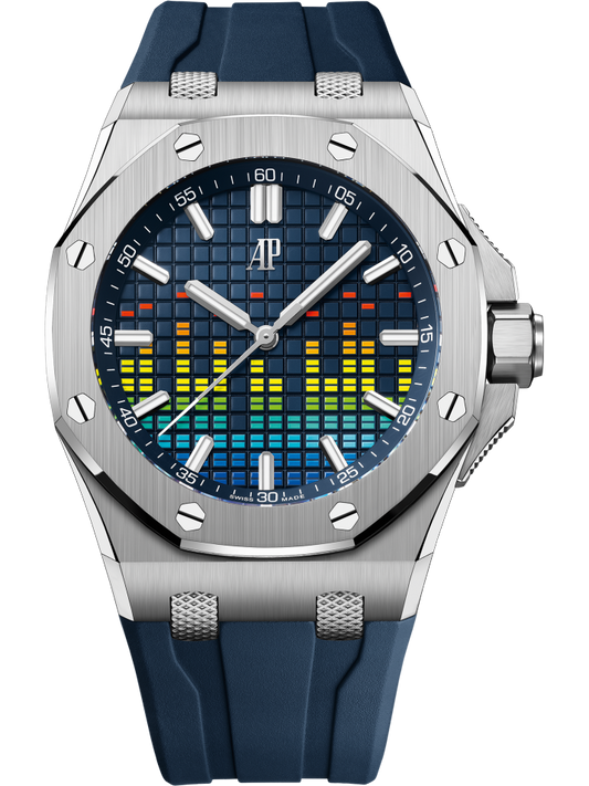 Audemars Piguet Royal Oak Offshore 15600TI.OO.A343CA.01, Music Edition, Titanium, Blue Index Dial, 43mm