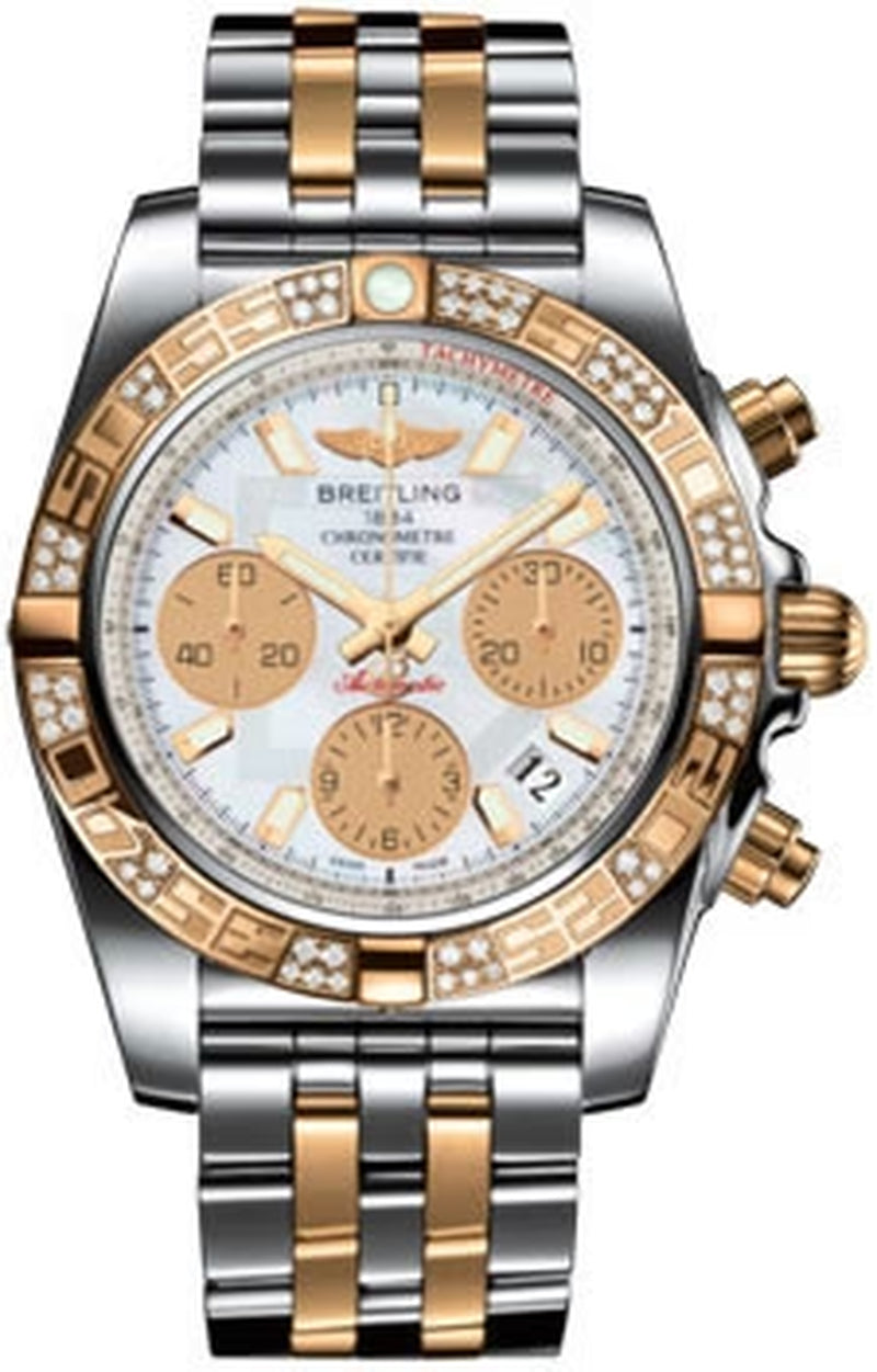 '- Chronomat 41 Steel and Gold Diamond Bezel - Steel and Gold Pilot Bracelet