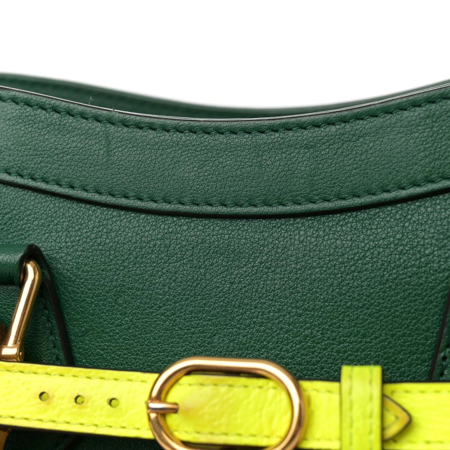 Wonka Grain Calfskin Small Diana Tote Bag Green Yellow Fluo