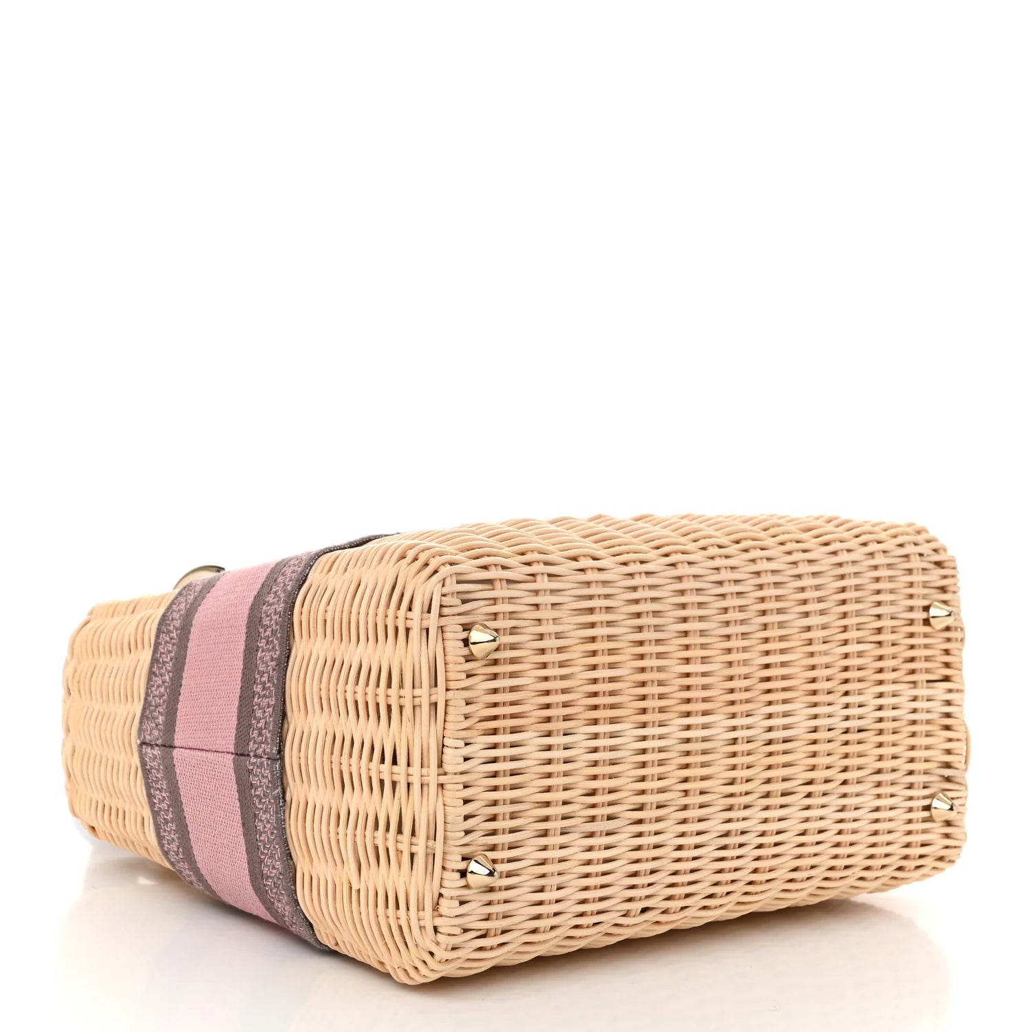 Wicker Oblique Medium Lady Dior Bag Pink Grey