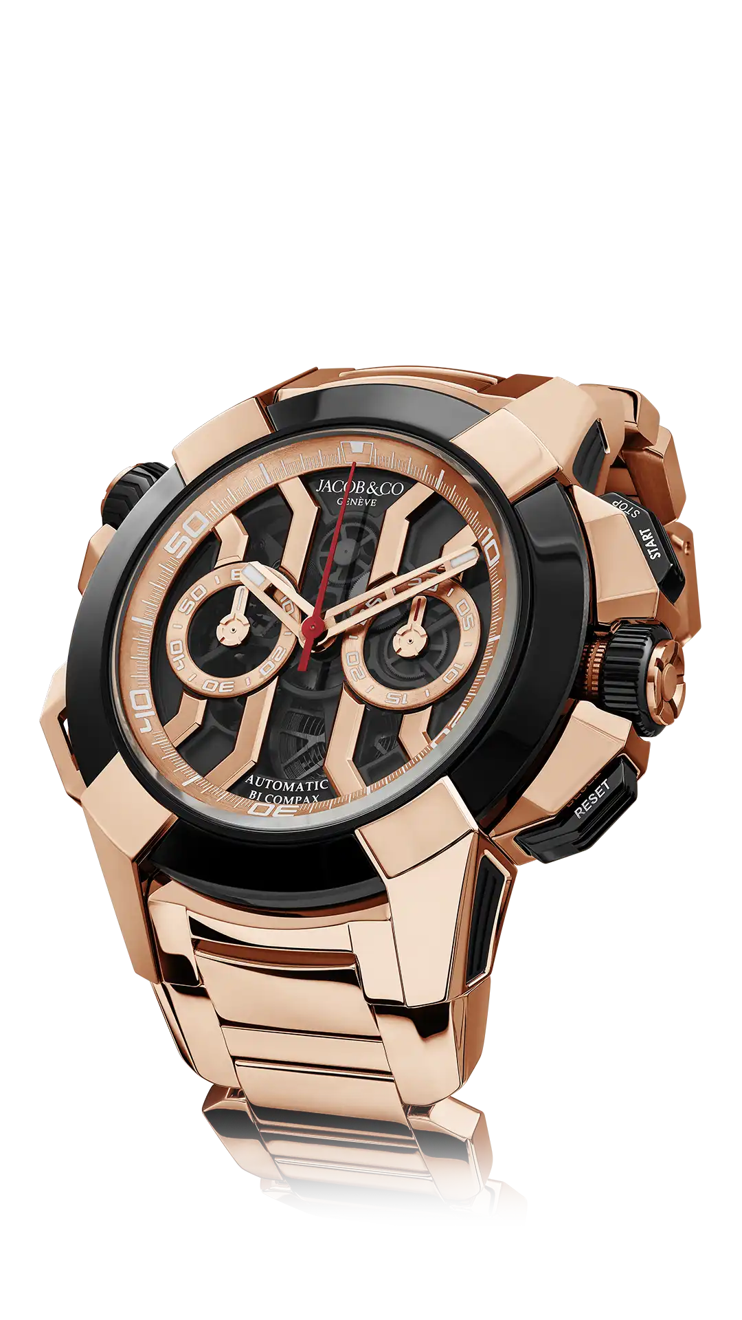Epic X Chrono 47MM |  Rose Gold Bracelet (Black Ceramic Bezel) Jacob & Co.