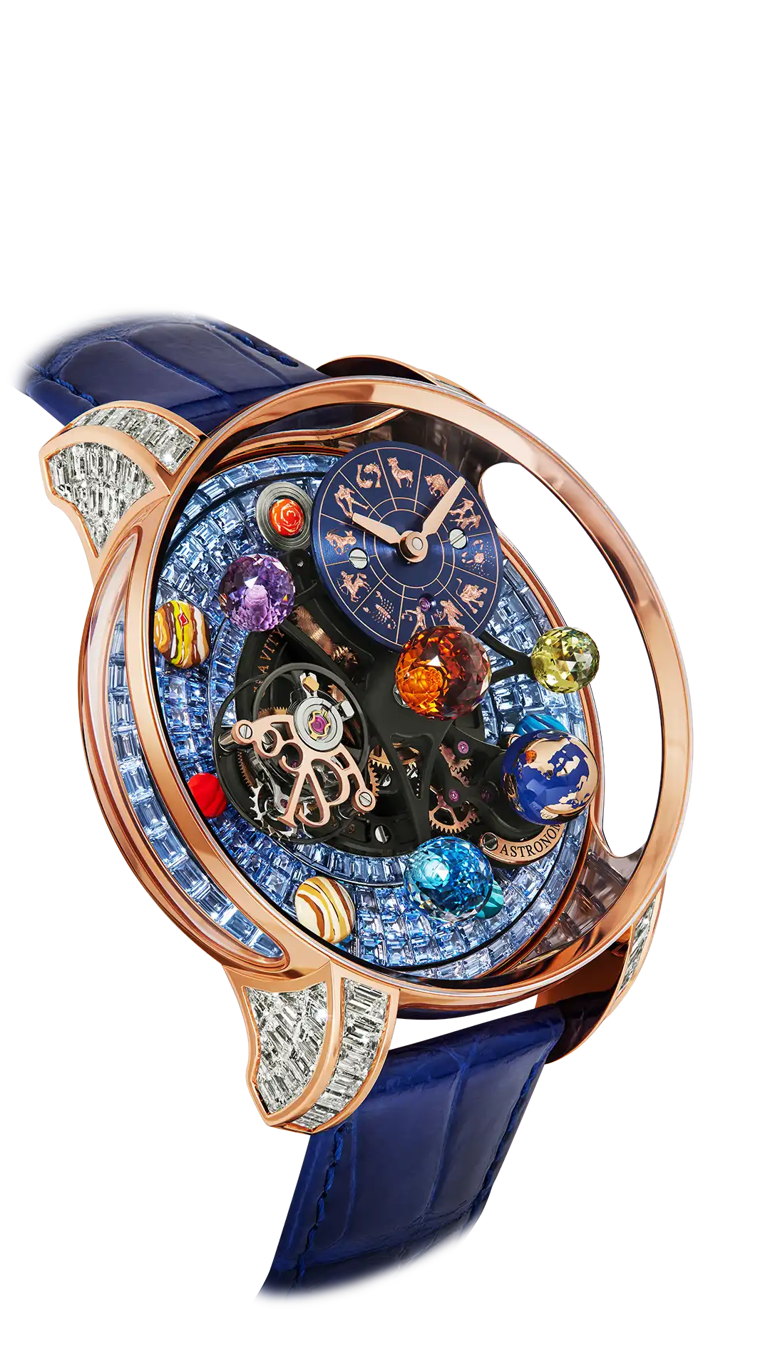 Astronomia Solar Zodiac |  Zodiac Icy Blue Sapphires Baguette Jacob & Co.