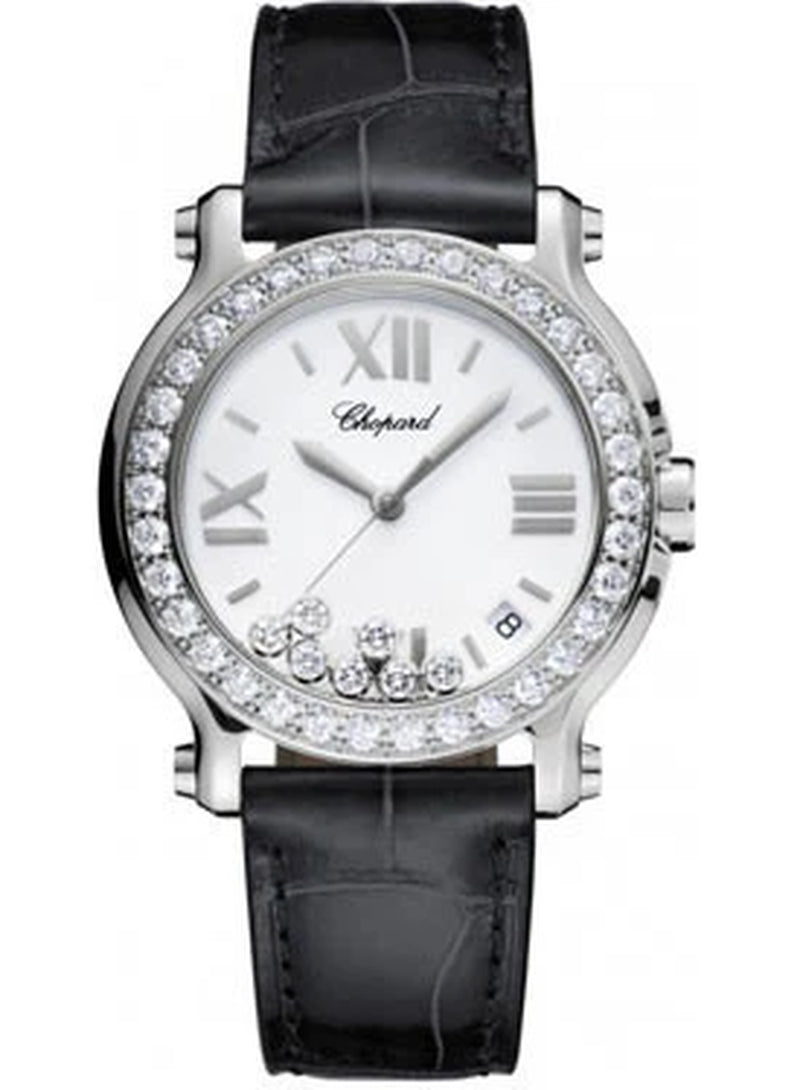 '- Happy Sport - round Medium - Stainless Steel - Leather Strap