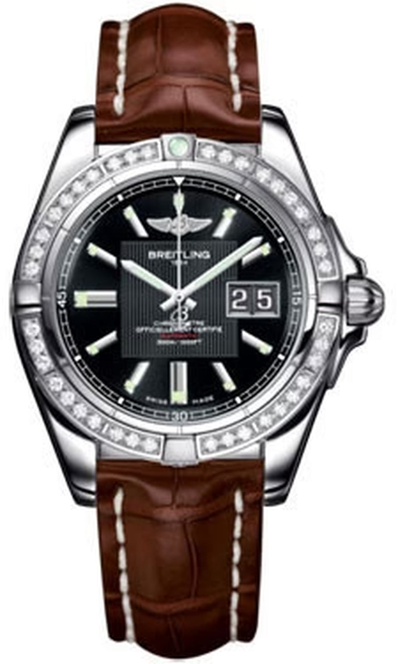'- Galactic 41 Stainless Steel - Diamond Bezel - Croco Strap