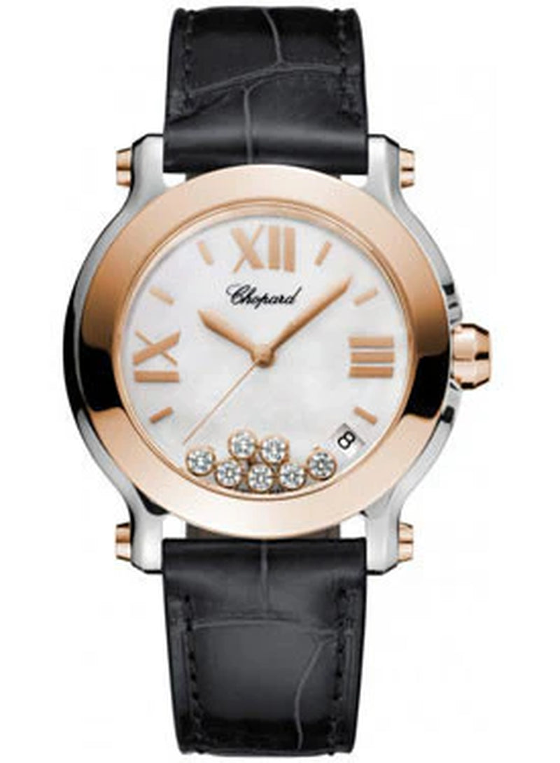 '- Happy Sport - round Medium - Stainless Steel and Rose Gold