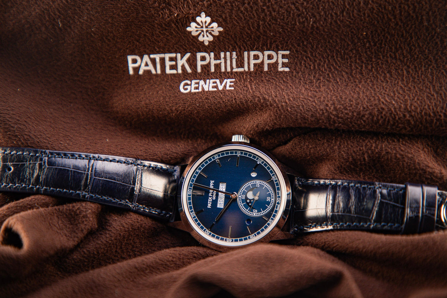 Patek Philippe Grand Complications 41.3 mm Blue Dial Platinum   Leather Strap 5236P-001