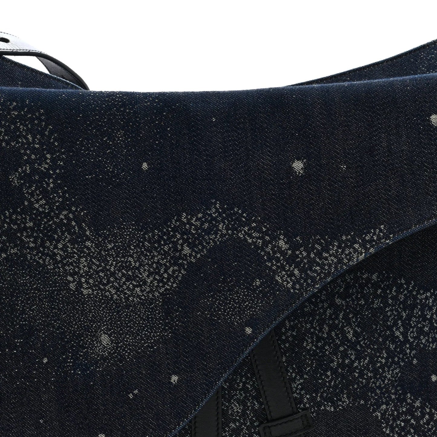 X PETER DOIG Denim Printed Saddle Soft Bag Black Multicolor