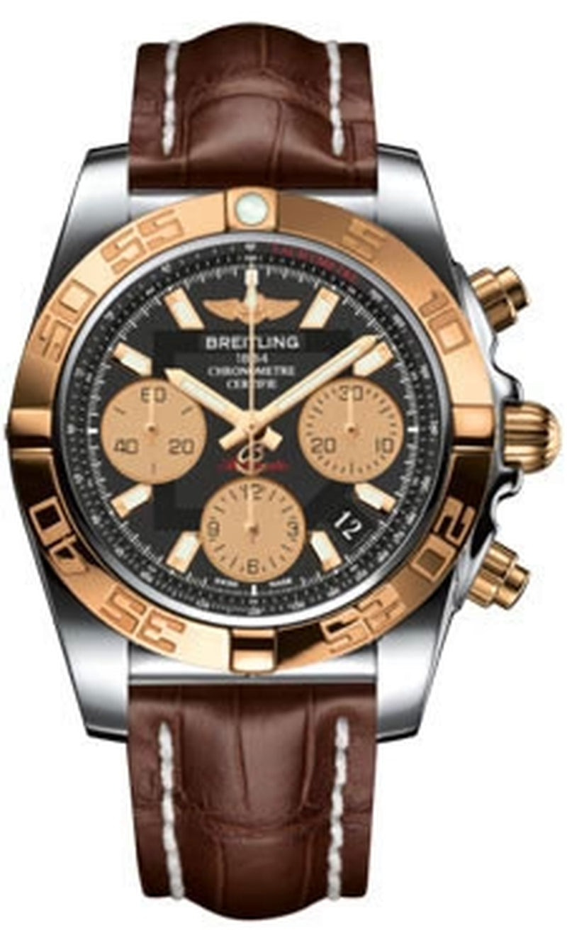 '- Chronomat 41 Steel and Gold Polished Bezel - Croco Strap