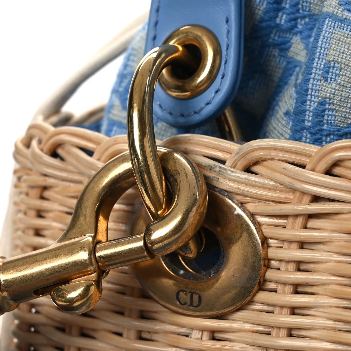 Wicker Oblique Medium Lady Dior Bag Cornflower Blue