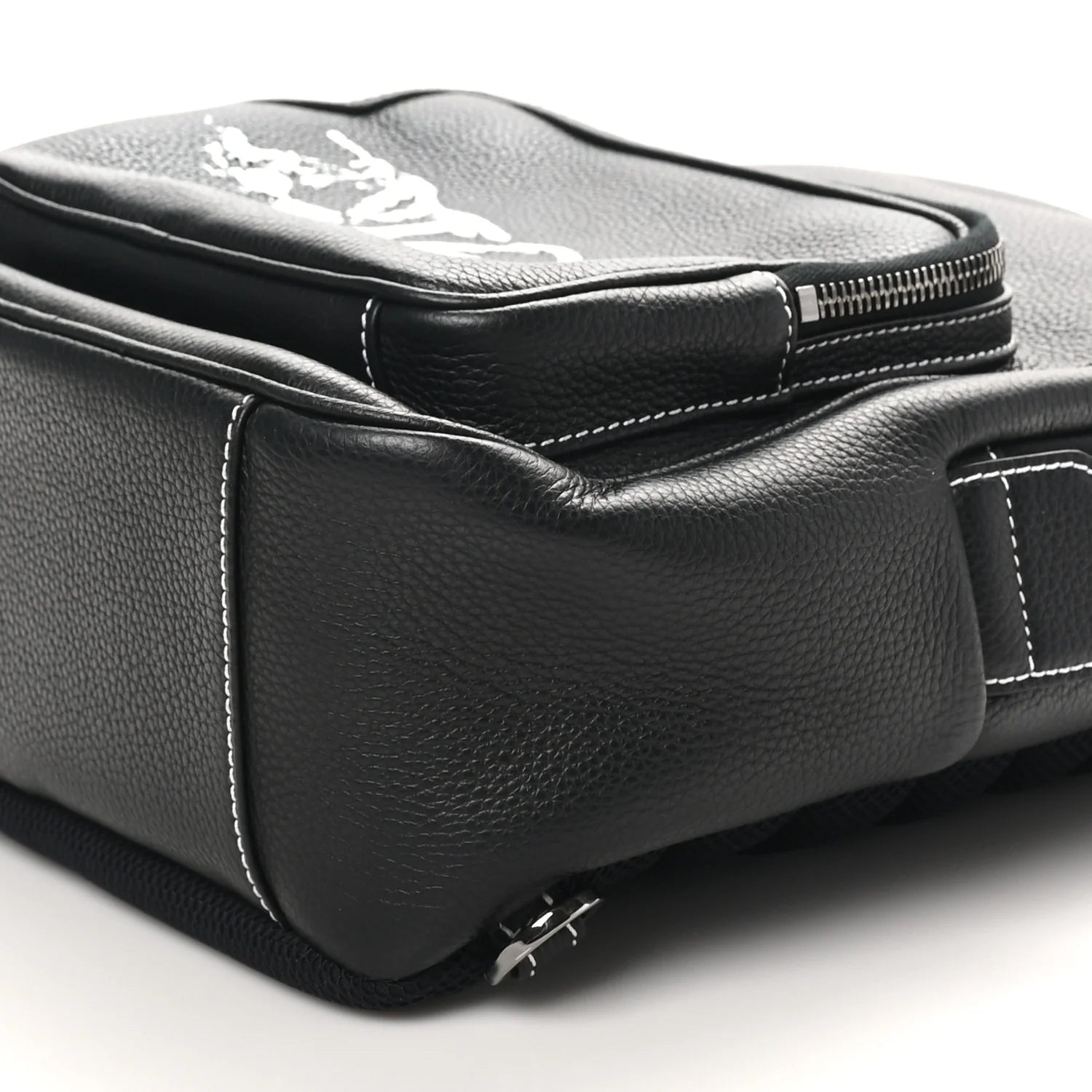 X PETER DOIG Grained Calfskin Slingbag Backpack Black