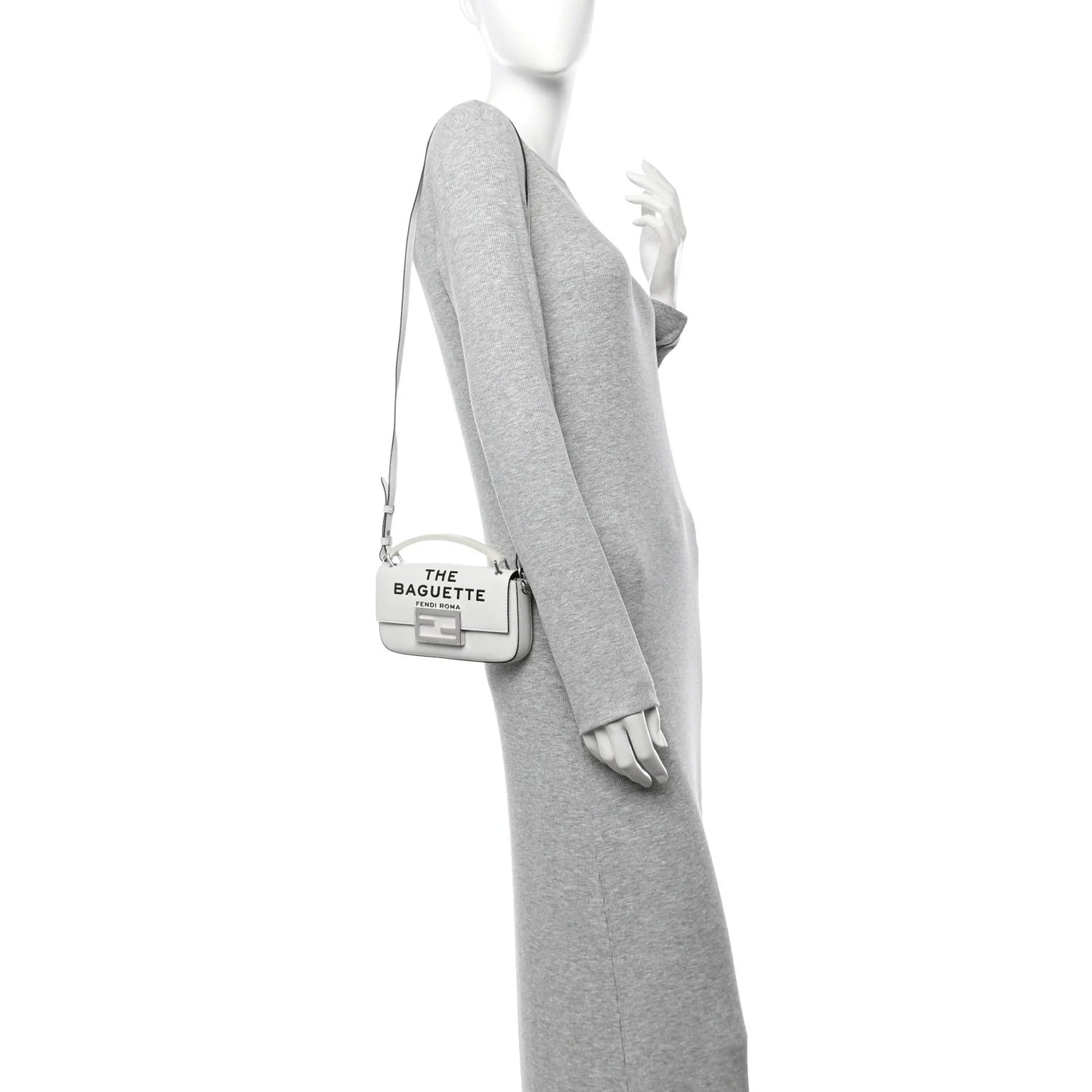 X MARC JACOBS Nappa Logo Phone Baguette White Black