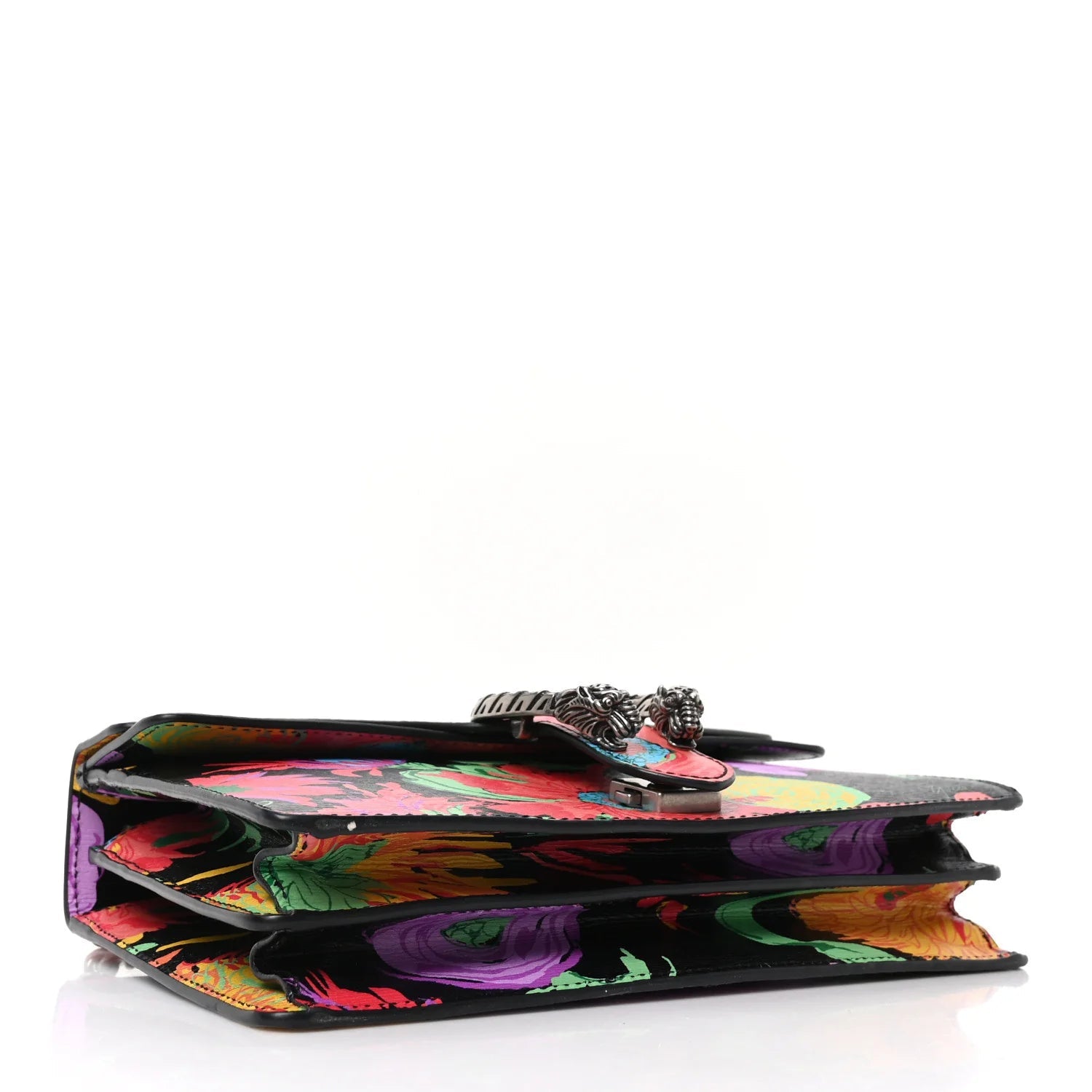 X KEN SCOTT New Shangai Calfskin Jenny Floral Print Small Dionysus Shoulder Bag Black Pink