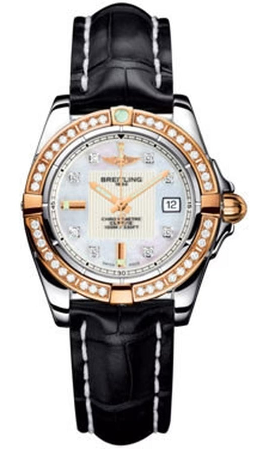 '- Galactic 32 Steel-Rose Gold - Diamond Bezel - Croco Strap