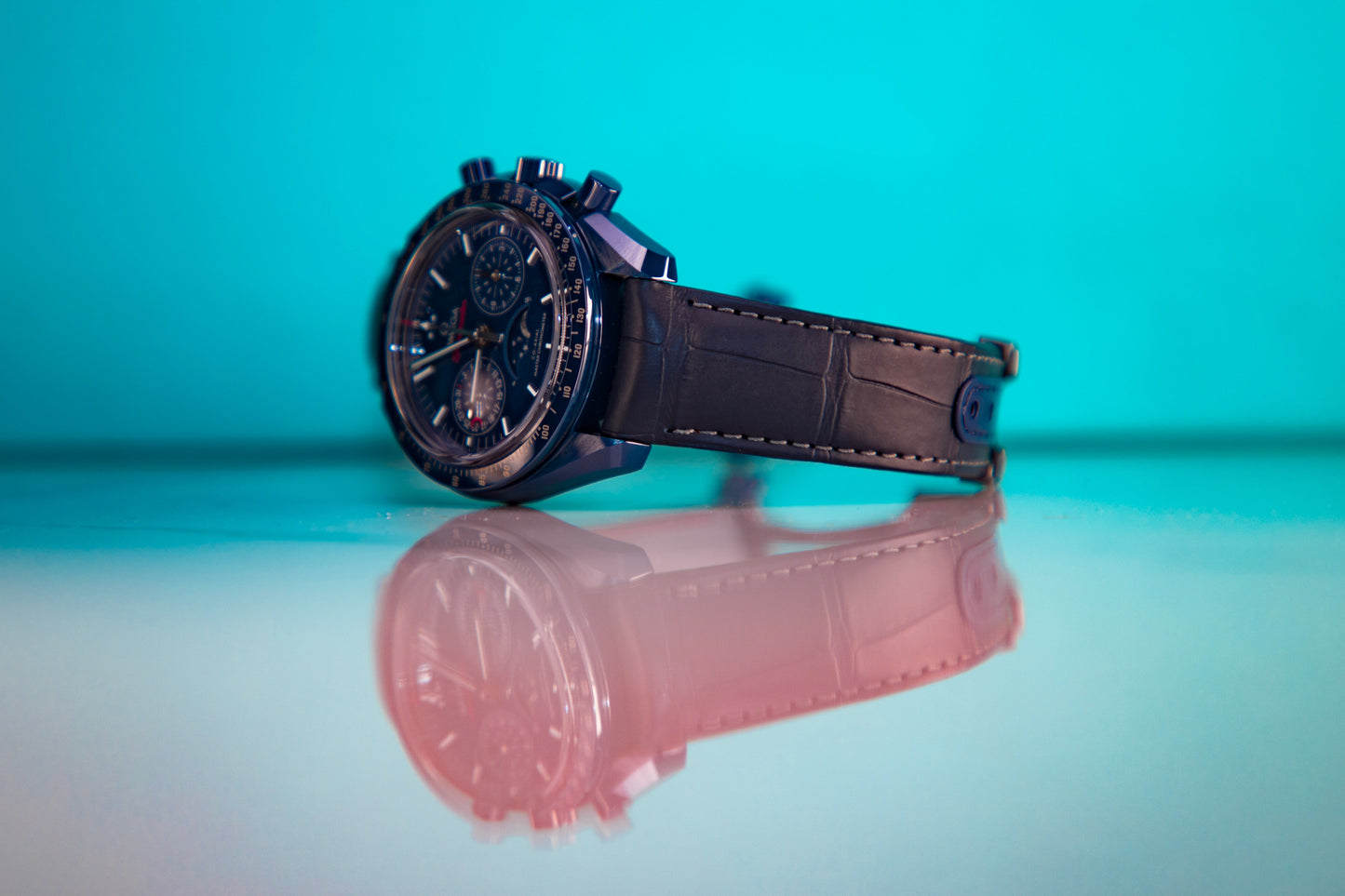 Omega Speedmaster  Moonphase  Blue Dial 44.25 mm  Blue ceramic Strap 304.93.44.52.03.001