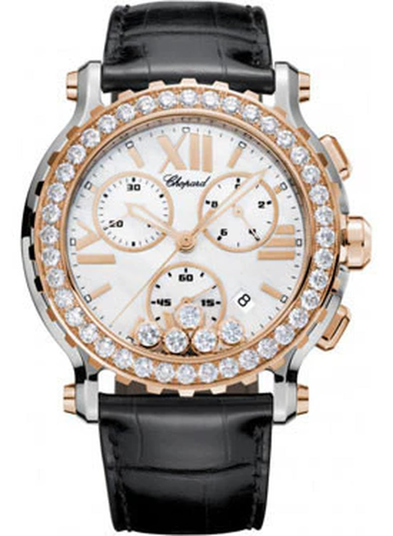 '- Happy Sport - Chrono - Stainless Steel and Rose Gold - Diamond Bezel