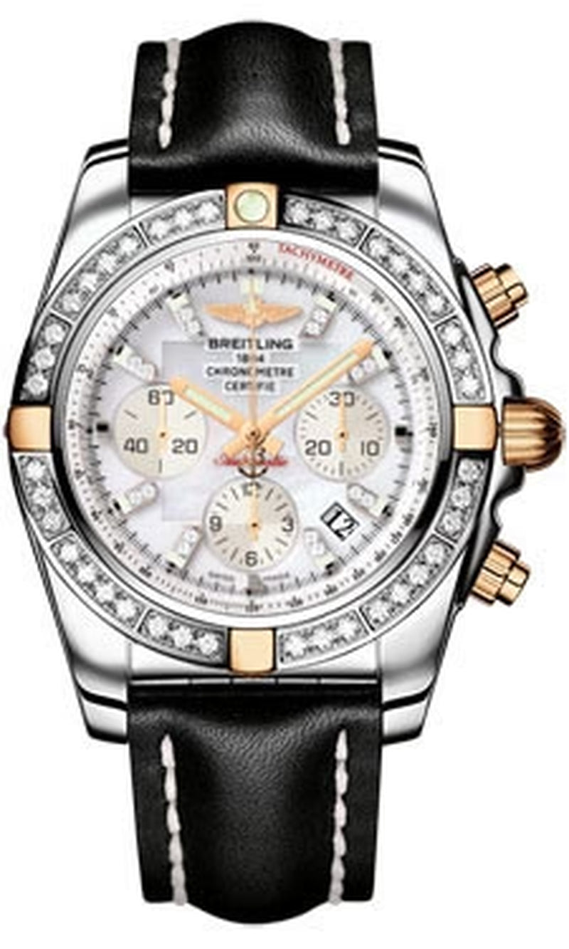 '- Chronomat 44 Two-Tone 40 Diamond Bezel - Leather Strap