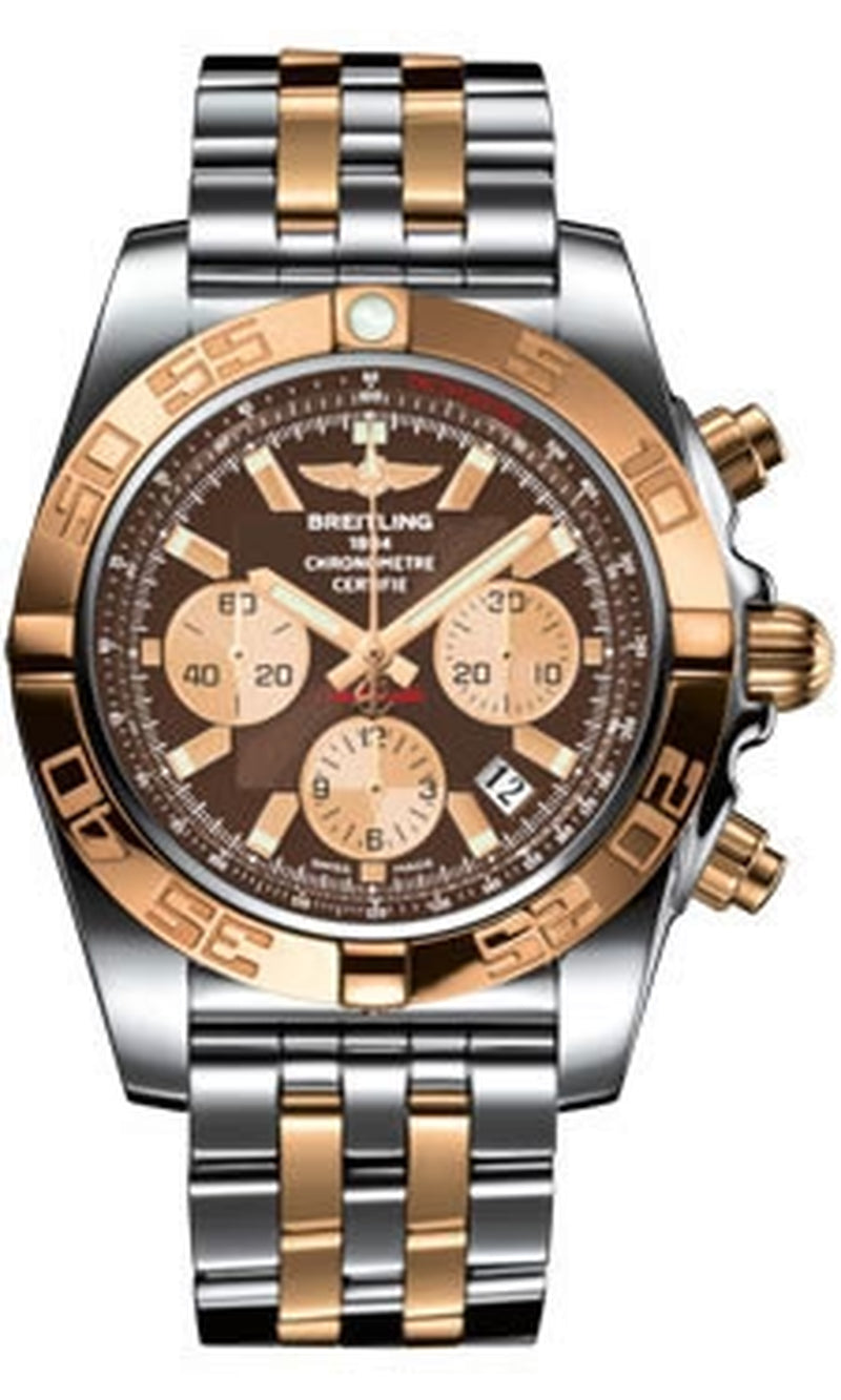 '- Chronomat 44 Steel and Rose Gold Polished Bezel - Pilot Two Tone Bracelet