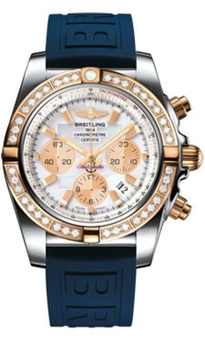 '- Chronomat 44 Steel and Rose Gold 40 Diamond Bezel - Diver Pro III Strap