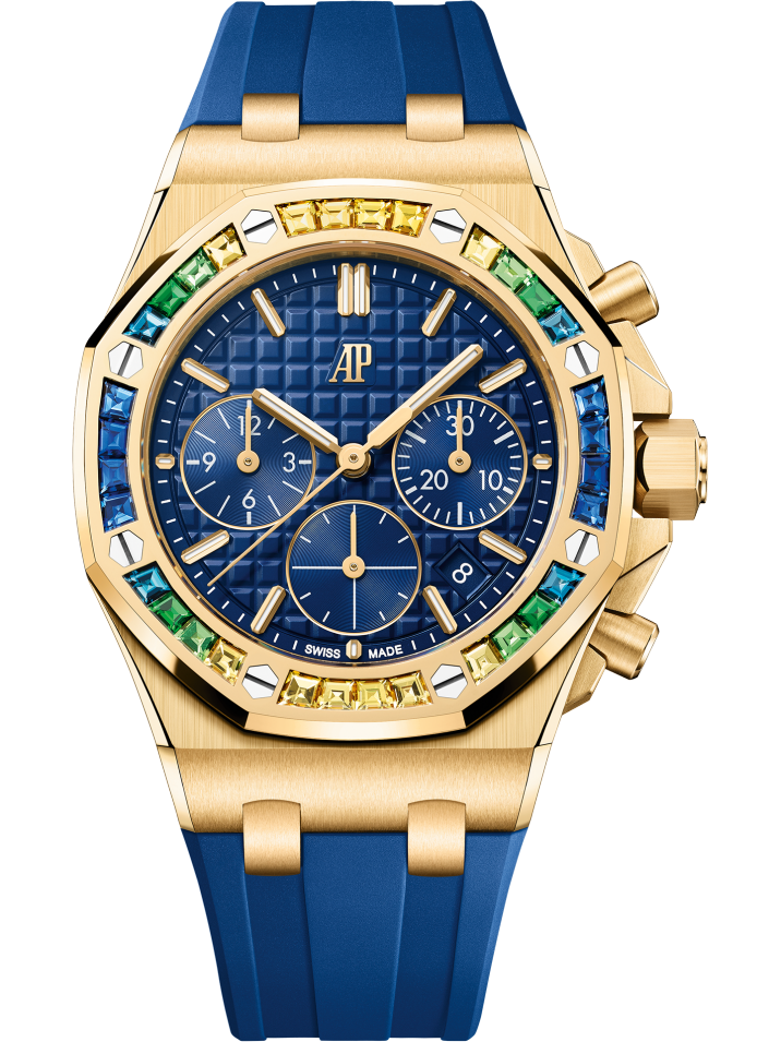 Audemars Piguet Royal Oak Offshore Chronograph Yellow Gold Sapphires Bezel Blue Dial 26236BA.YY.D346CA.01