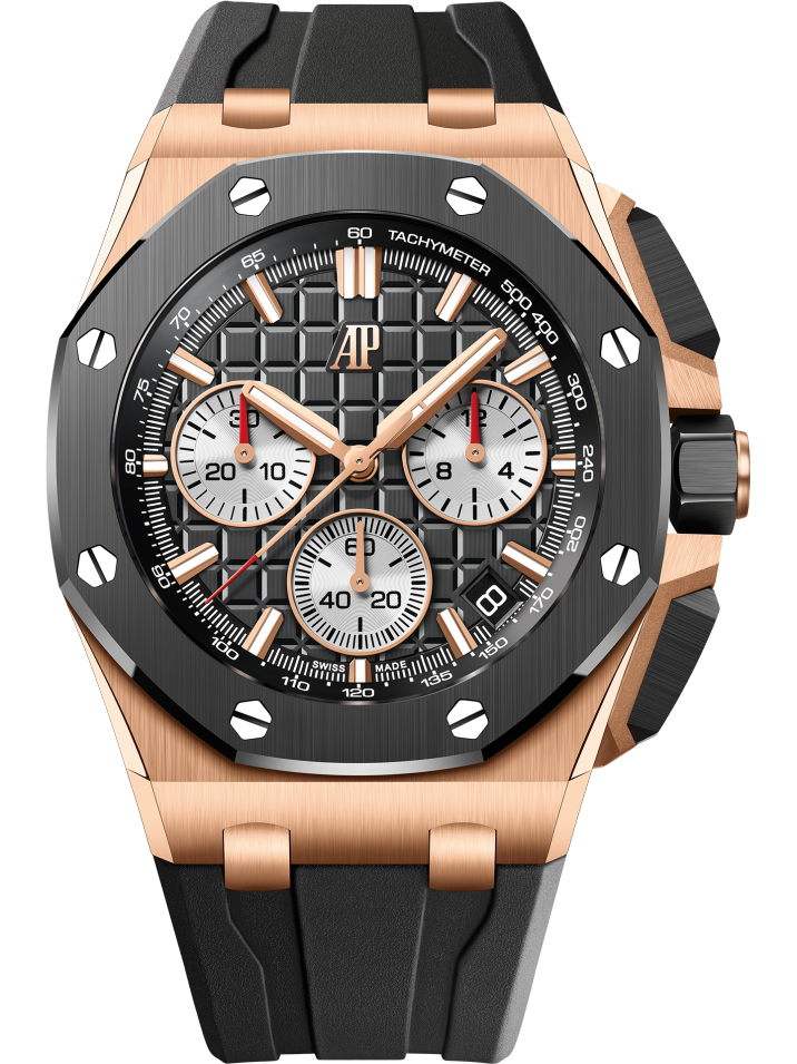 Audemars Piguet Royal Oak Offshore Selfwinding Chronograph 43mm Rose Gold Ceramic Black Dial Rubber Strap 26420RO.OO.A002CA.01