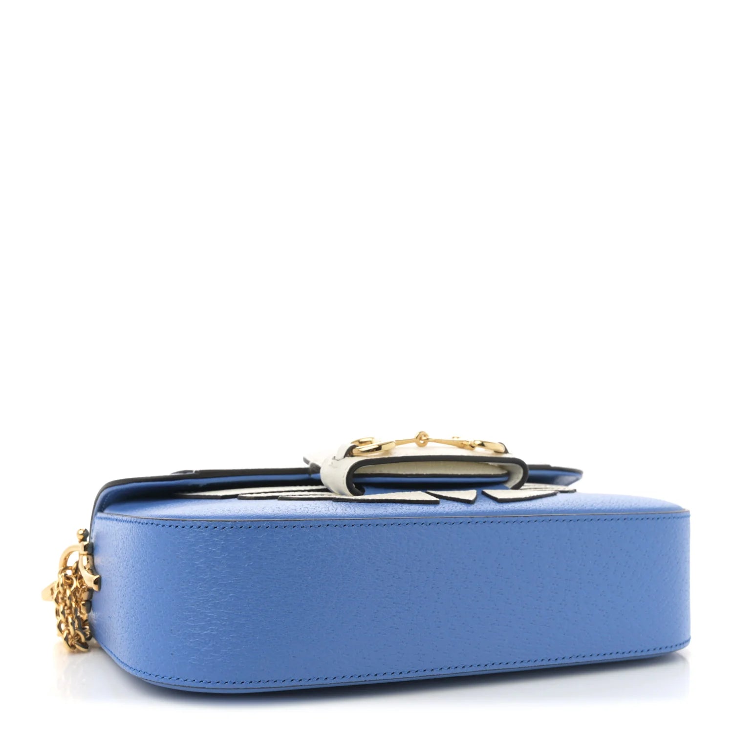 X adidas Textured Dollar Calfskin Web Small Trefoil Horsebit 1955 Shoulder Bag Blue off White