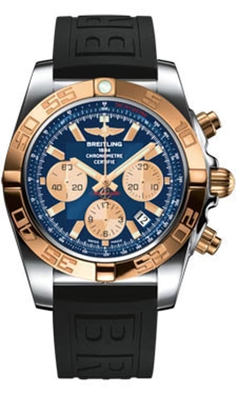 '- Chronomat 44 Steel and Rose Gold Polished Bezel - Diver Pro III Strap
