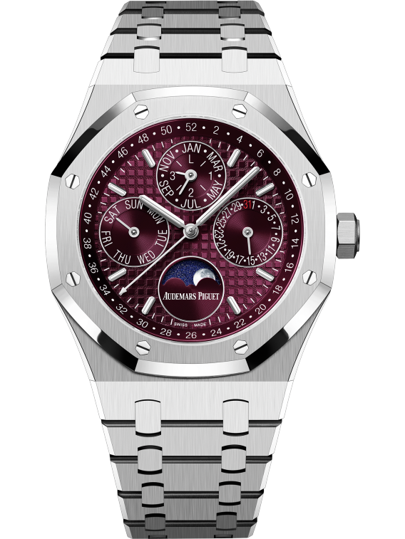 AUDEMARS PIGUET ROYAL OAK WHITE GOLD RED DIAL PERPETUAL CALENDAR | 26574BC.OO.1220BC.01