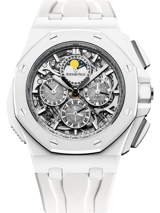 Audemars Piguet Royal Oak Offshore Grande Complication 44mm White Ceramic Sapphire Dial Rubber Strap 26582CB.OO.A010CA.01