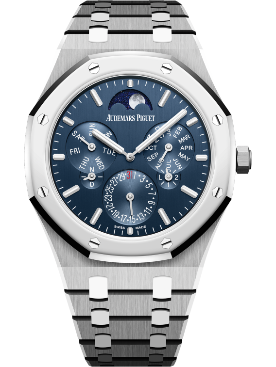 Audemars Piguet Royal Oak 26586IP, Perpetual Calendar, Ultra-Thin, Platinum, Blue Index Dial