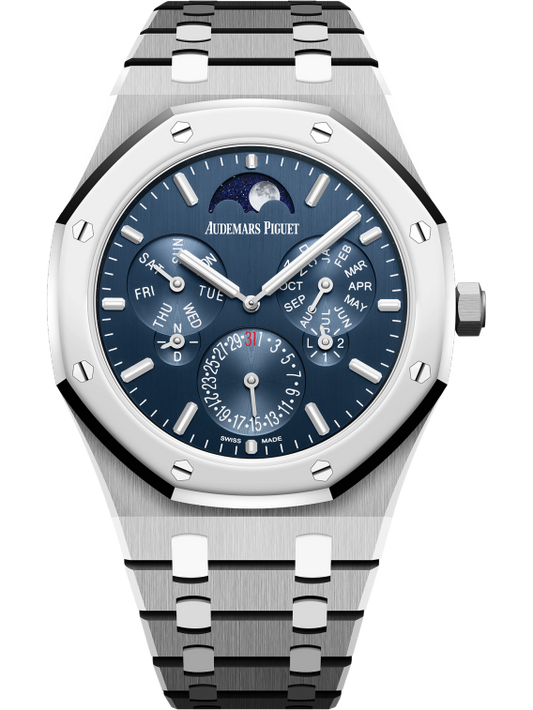 Audemars Piguet Royal Oak 26586IP, Perpetual Calendar, Ultra-Thin, Platinum, Blue Index Dial