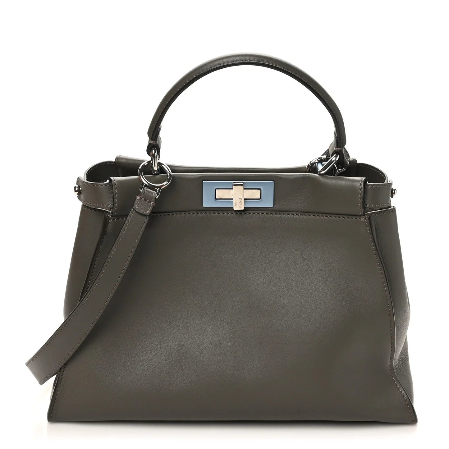 Vitello Seta Shiny Nappa Medium Peekaboo Iconic Satchel Carbone Grigio Polvere