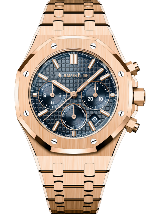 Audemars Piguet Royal Oak 26715OR.OO.1356OR.01, Chronograph, 18K Rose Gold, Bleu Nuit Nuage 50 Dial, 38mm