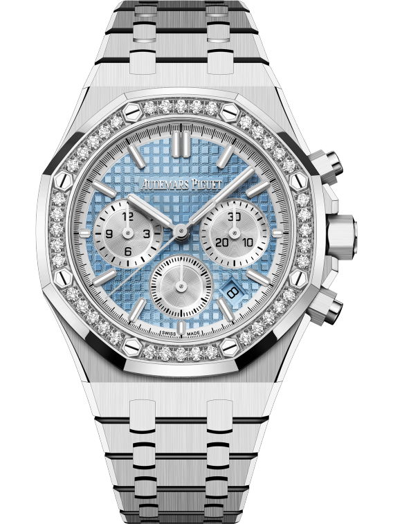 Audemars Piguet Royal Oak Chronograph 38mm Stainless Steel Light Blue Dial Diamond Bezel 26715ST.ZZ.1356ST.01