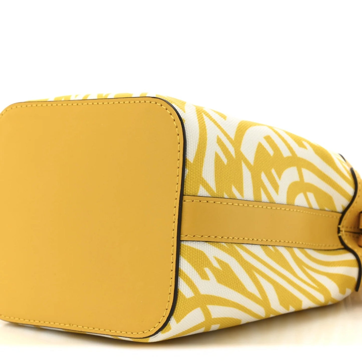 X SARAH COLEMAN Glazed Canvas Vitello King F Is  FF Vertigo Mini Mon Tresor Bucket Bag Mimosa White