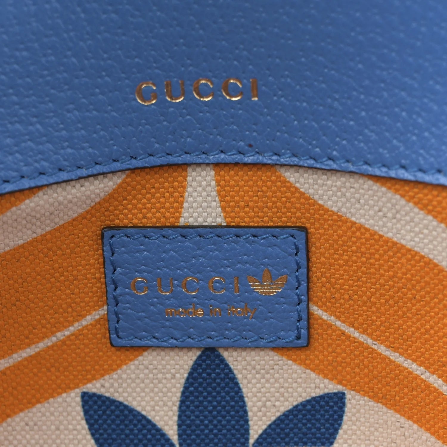 X adidas Textured Dollar Calfskin Web Small Trefoil Horsebit 1955 Shoulder Bag Blue off White