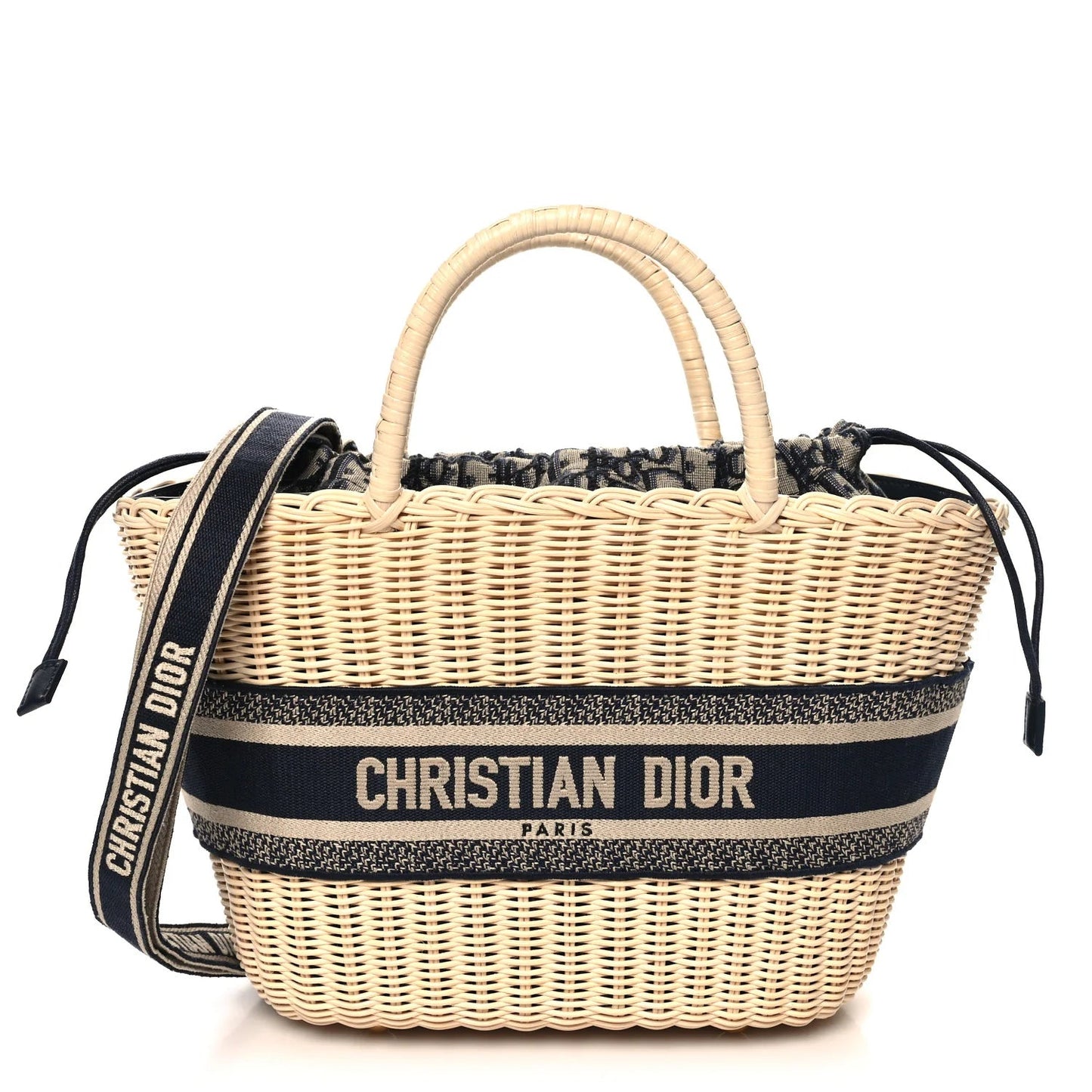 Wicker Oblique Basket Bag Blue
