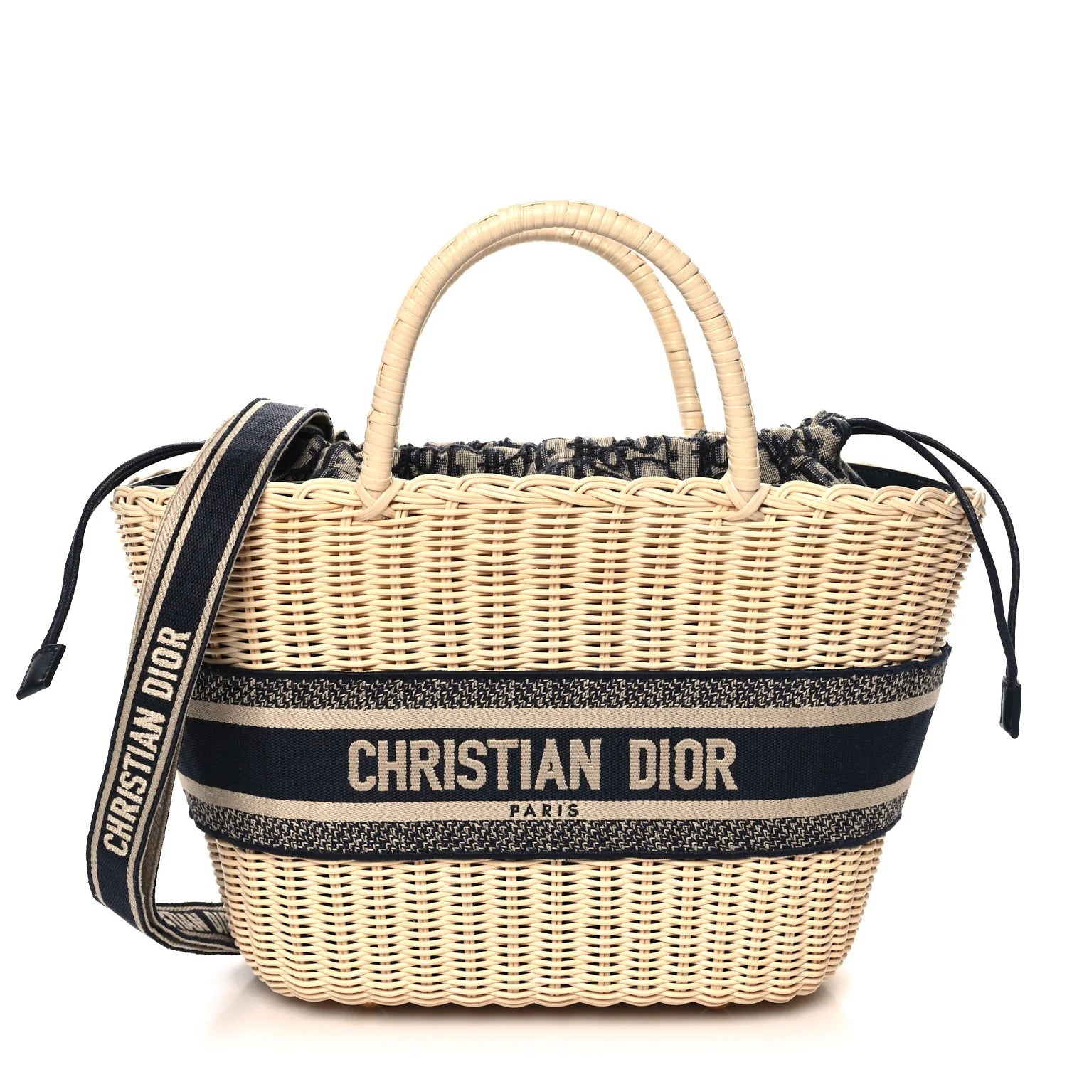 Wicker Oblique Basket Bag Blue