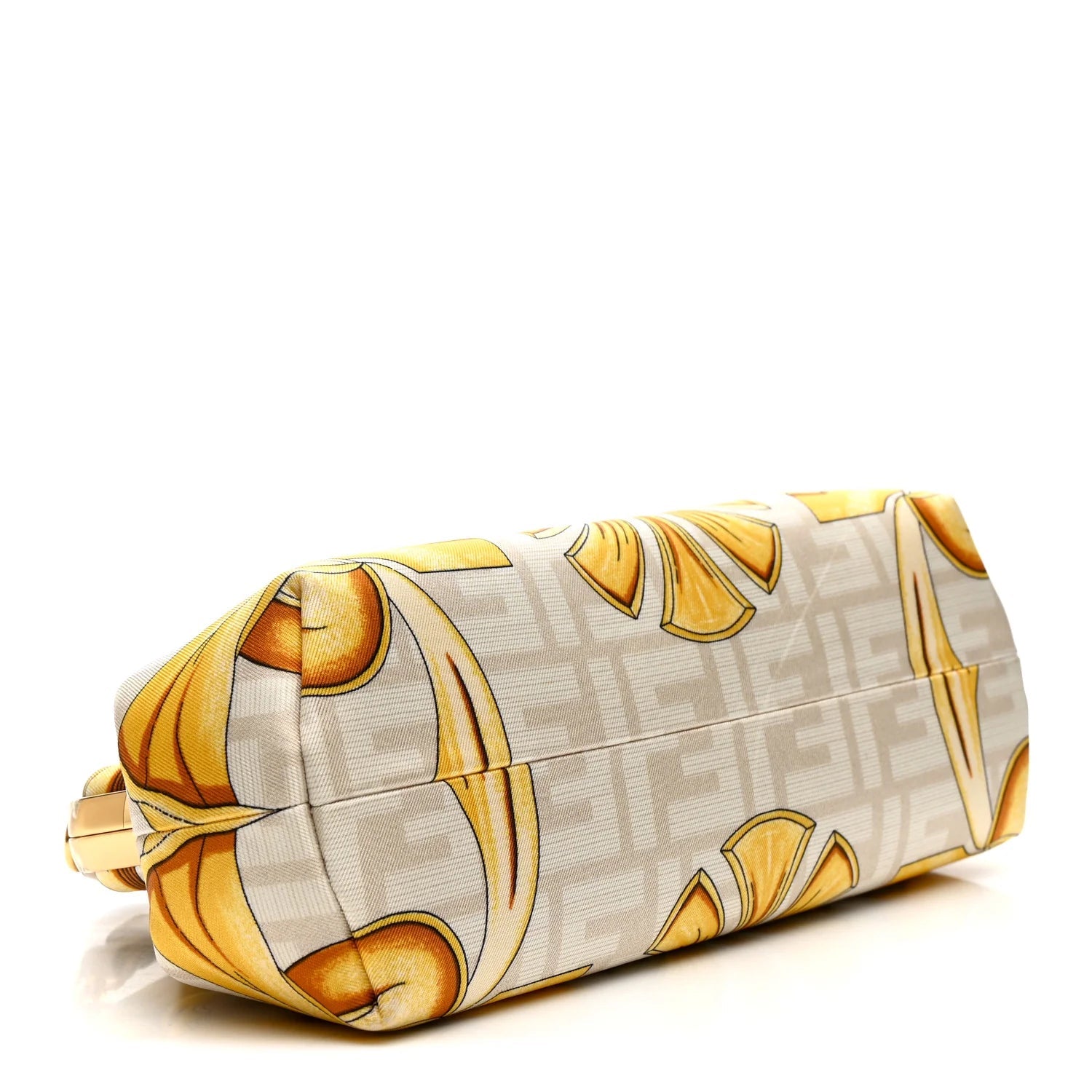 X VERSACE Silk Calfskin Fendace FF Baroque Print Medium  First White Gold