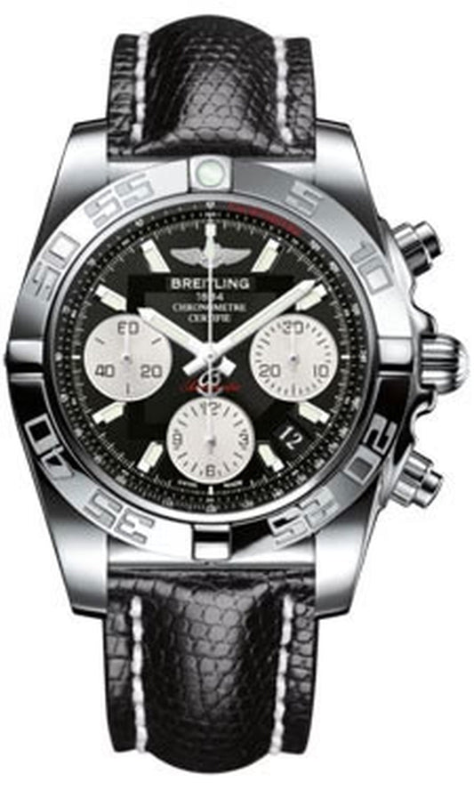 '- Chronomat 41 Steel Polished Bezel - Lizard Strap